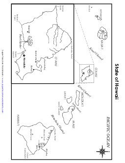 Labeled Hawaii Map State Maps Worksheet