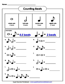 Counting Beats 2 (Basic) Music Worksheet