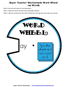 -ay Word Wheel Phonics Worksheet