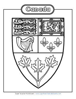 Canada Escutcheon (Black & White) Worksheet