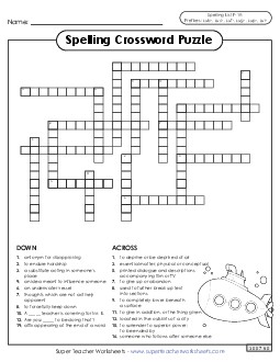 Crossword (F-19) Spelling F Worksheet