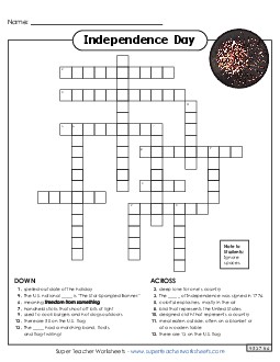 Crossword Puzzle Holiday Worksheet