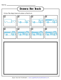 Draw a Fire Truck Free Learning To Draw Worksheet