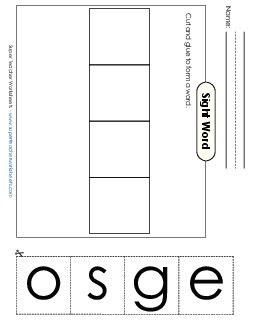 Large Cut-and-Glue: Goes Sight Words Individual Worksheet