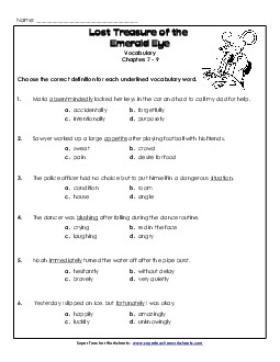 Vocabulary for Chapters 7-9 Book Geronimo Stilton Worksheet