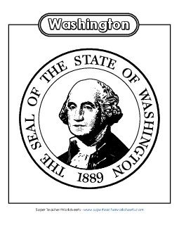 Washington State Seal (Black & White) States Individual Worksheet