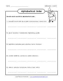 ABC Order Groups (D-Halloween)  Spelling D Worksheet