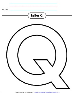 Outline - Uppercase Q Alphabet Worksheet