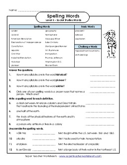 Question Worksheet  Spelling E Worksheet