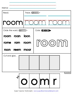 Worksheet 2: Room Sight Words Individual Worksheet