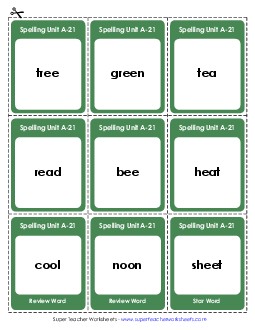 Flashcards (A-21) Spelling A Worksheet