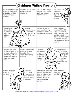 16 Writing Prompts Christmas Worksheet