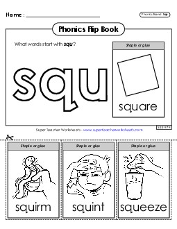 Phonics Flip Book (Squ-) Phonics Blends Worksheet