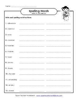 Write Twice (D-17) Spelling D Worksheet