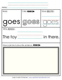 Worksheet 3: Goes Free Sight Words Individual Worksheet