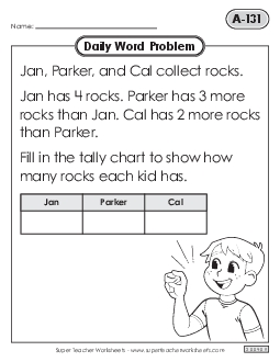 Daily Word Problems  A-131 through A-135 Worksheet