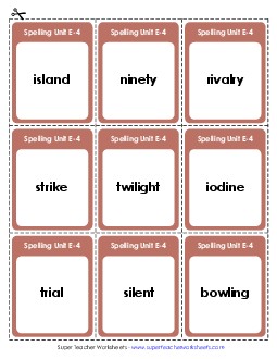 Flashcards (E-4) Spelling E Worksheet