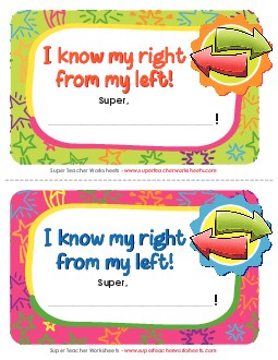 I Know My Right from My Left! Award Awards Worksheet