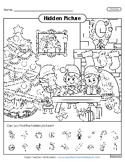 Hidden Pictures: Christmas Elves Worksheet