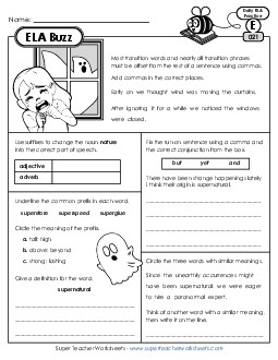 ELA Buzz: Week 5 Worksheets 21 through 25 Daily Ela Review Worksheet