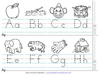 Black & White Alphabet Strip (3-Feet Long; Color & Trace) Worksheet