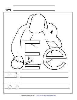 Letter E - Color and Write Free Alphabet Worksheet