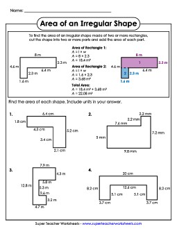 Area of an Irregular Shape (Advanced) Worksheet