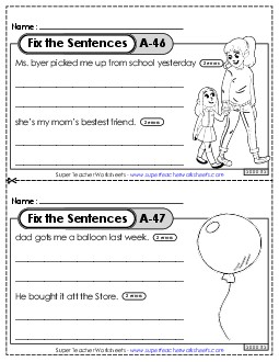 Fix the Sentences A-46 through A-50 Worksheet