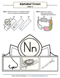 Letter N - Crown Alphabet Worksheet