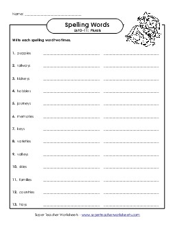 Write Twice (D-11) Spelling D Worksheet