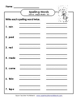 Write Twice (B-6) Free Spelling B Worksheet