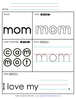 Worksheet 1: Mom Sight Words Individual Worksheet