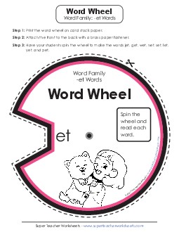 Word Wheel (-et Words) Phonics Worksheet