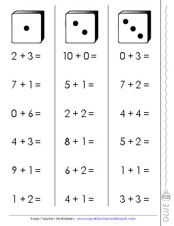 Addition Fluency Dice  Worksheet