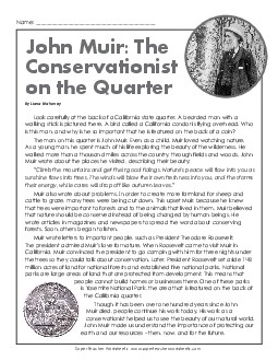 John Muir  5th Grade Reading Comprehension Worksheet