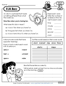 ELA Buzz: Week 1 Worksheets 1 through 5 Free Daily Ela Review Worksheet