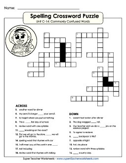 Crossword Puzzle (C-14) Spelling C Worksheet