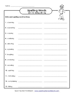 Write Twice (E-18) Spelling E Worksheet