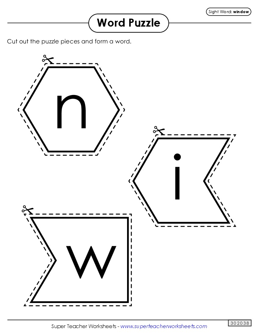 Word Puzzle: Window Sight Words Individual Worksheet