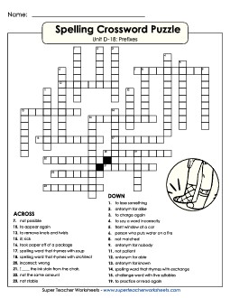 Crossword (D-18) Spelling D Worksheet