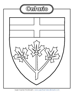 Ontario Escutcheon (Black & White) Canada Worksheet