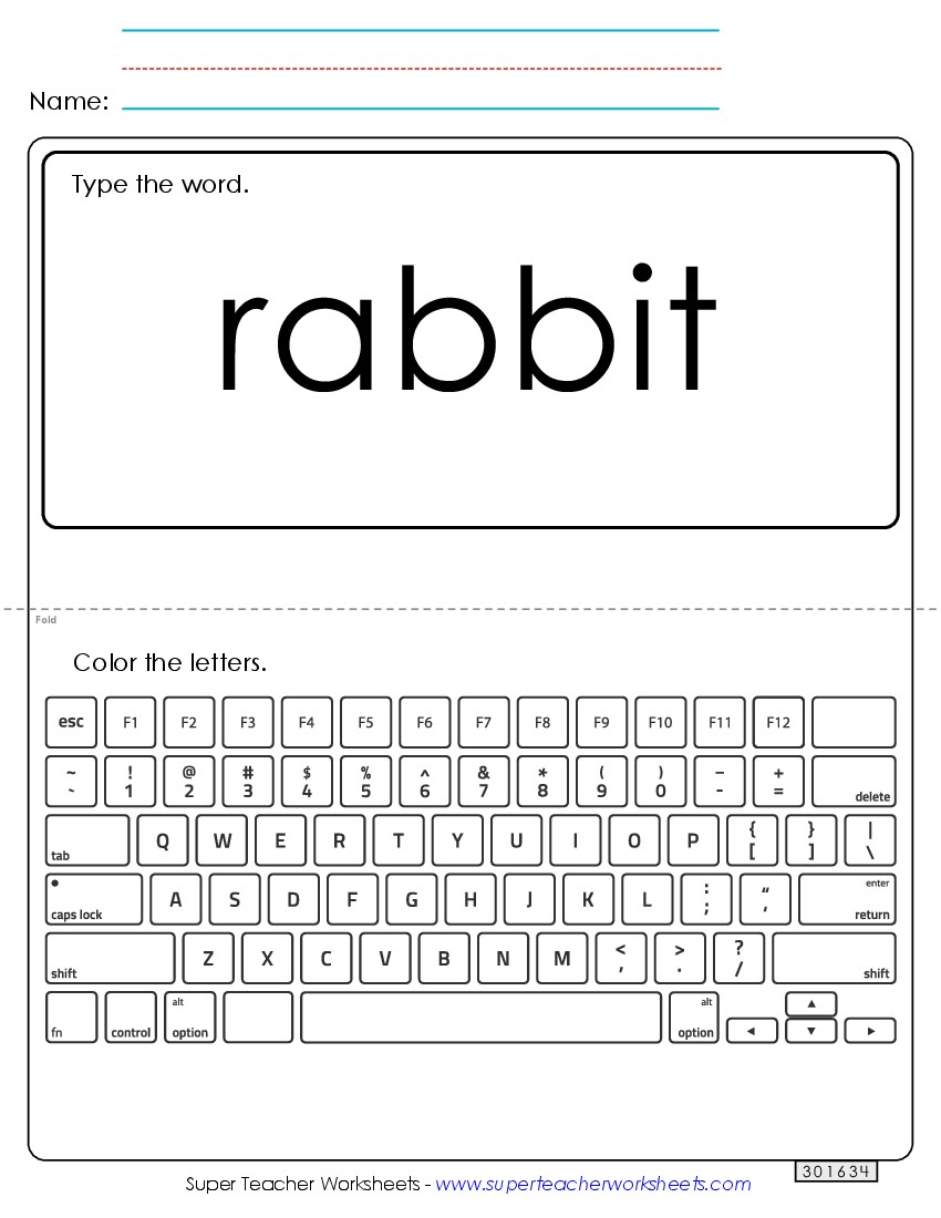 Type the Word: Rabbit Sight Words Individual Worksheet