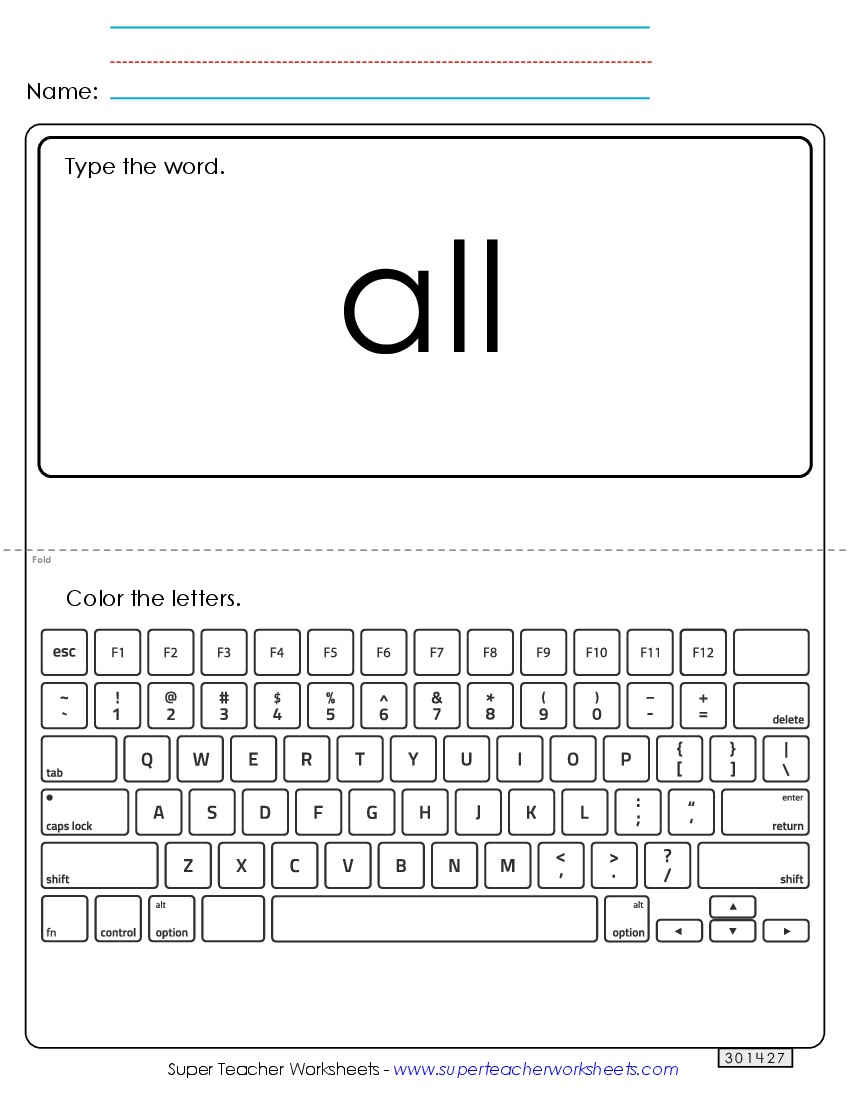 Type the Word: All Sight Words Individual Worksheet