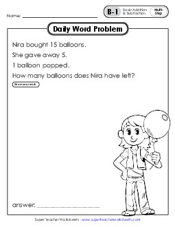 Daily Word Problems B-1 through B-5 Free Worksheet