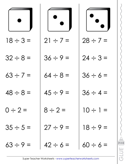 Division Fluency Dice Worksheet