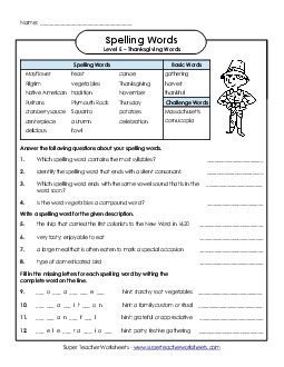 Question Worksheet Spelling E Worksheet