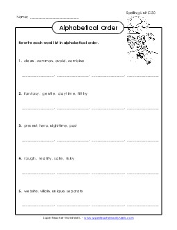 Alphabetical Order (C-30) Spelling C Worksheet