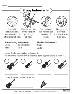 String Instruments Music Worksheet