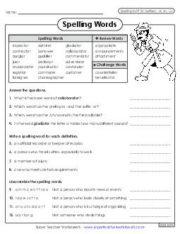 Question Worksheet (F-23) Spelling F Worksheet