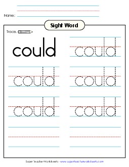 Trace the Word: Could Free Sight Words Individual Worksheet